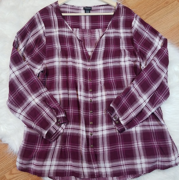 plaid peasant top